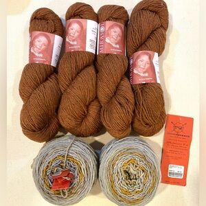 Vintage Spincycle Yarns and discontinued Mirasol Huni- Prairie Skies Shawl Kit